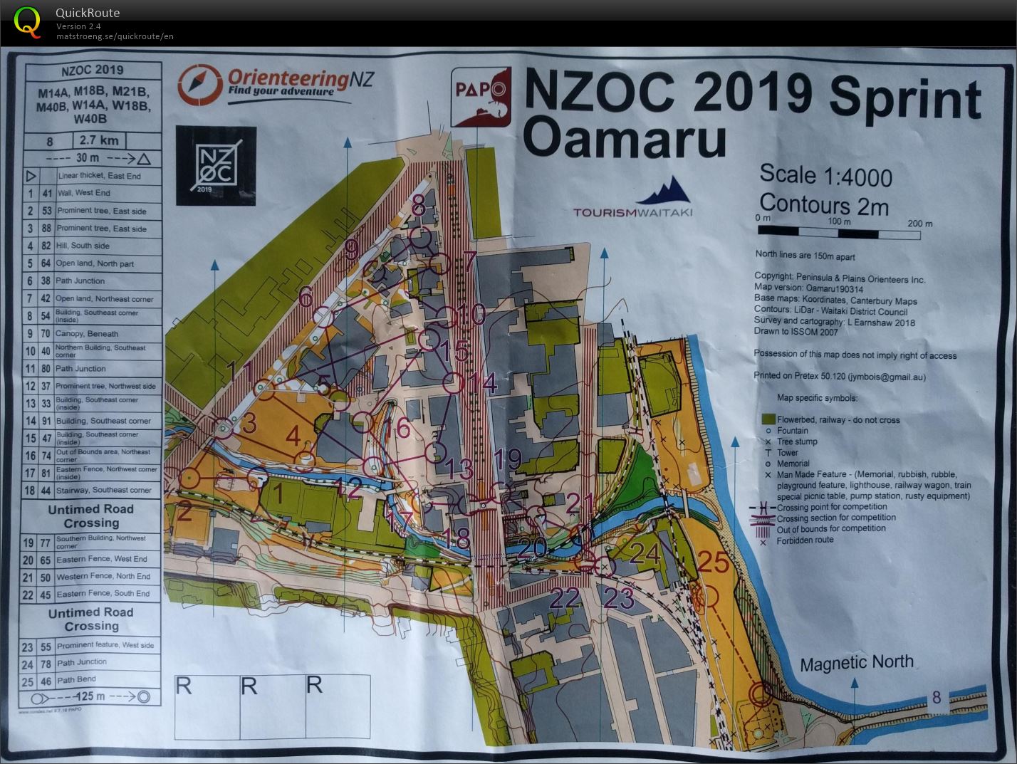 NZOC 2019 Sprint Oamaru - W21B (19/04/2019)
