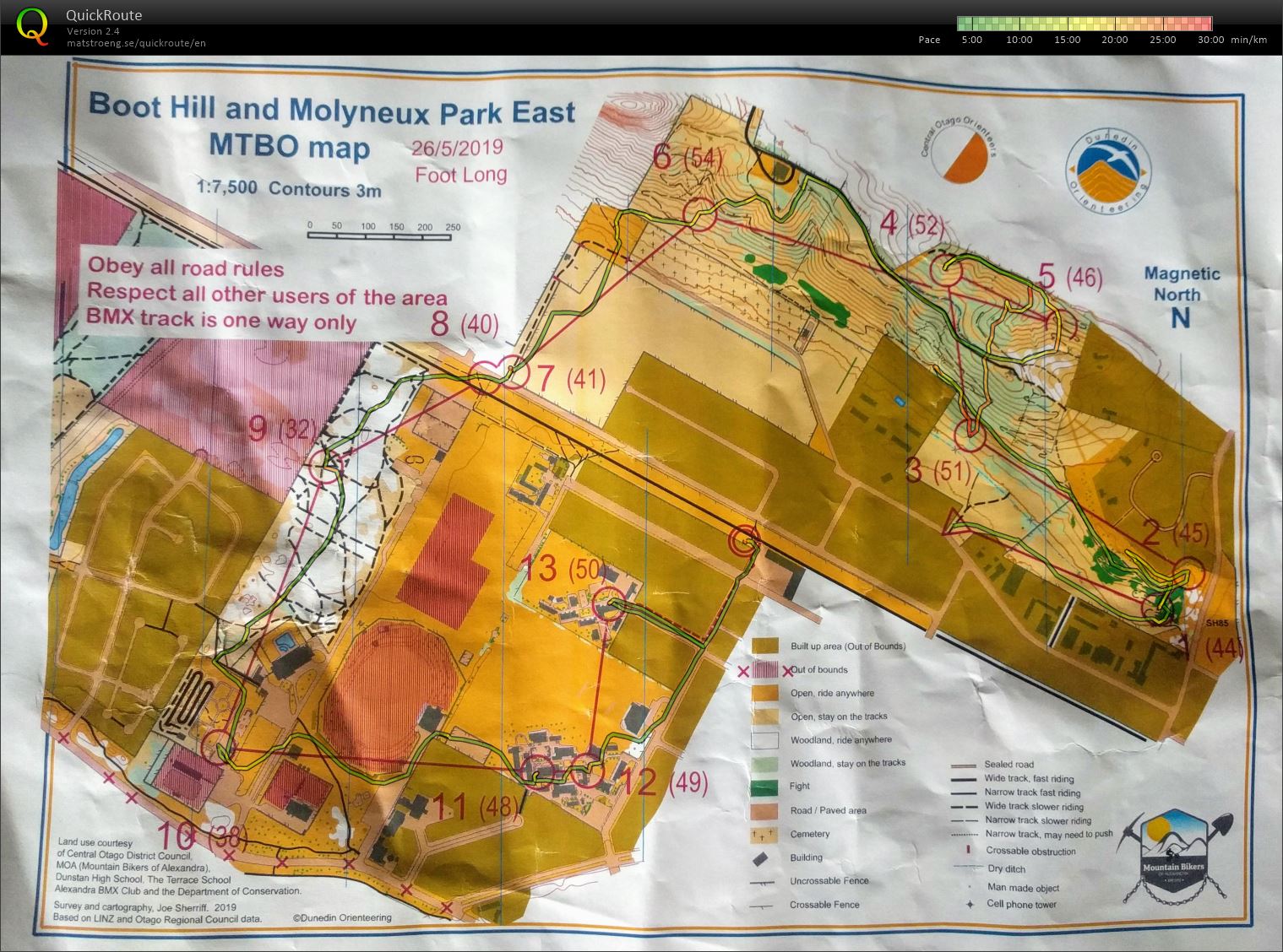 Boot Hill and Molyneux Park East MTBO - Foot Long (2019-05-26)