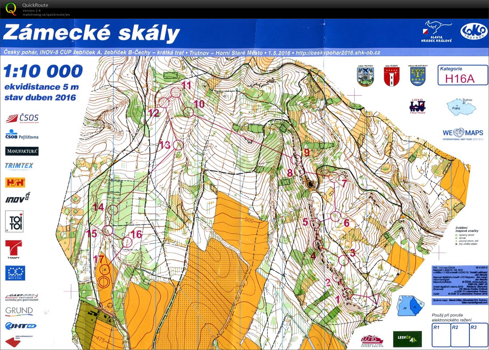 Český pohár, INOV-8 CUP - žebříček A (H16A) (01.05.2016)
