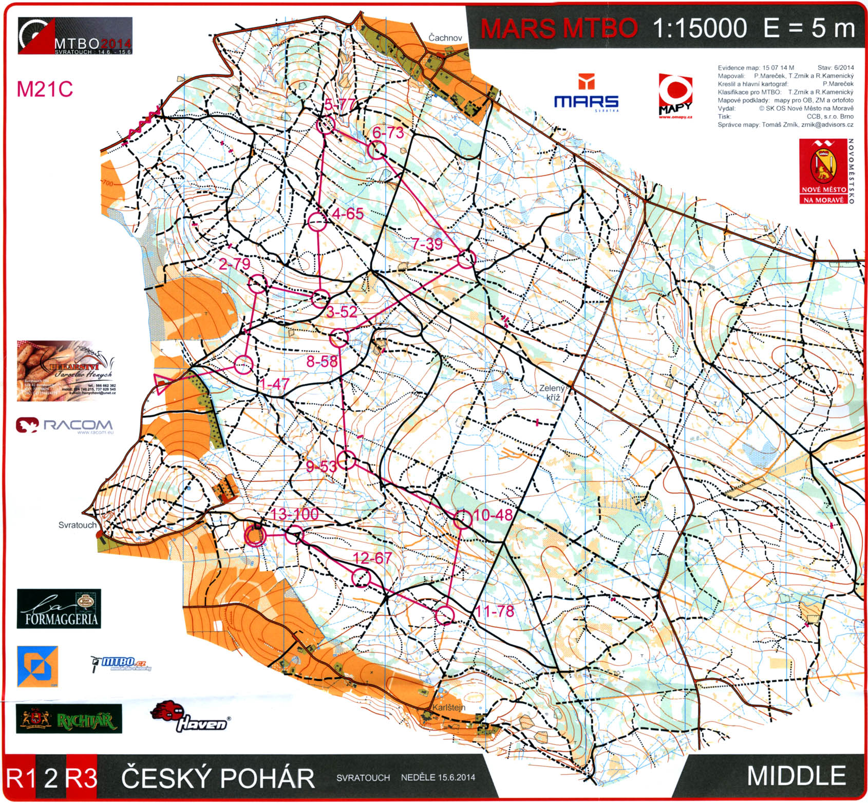 Český pohár MTBO - 8. kolo (M21C) (15.06.2014)