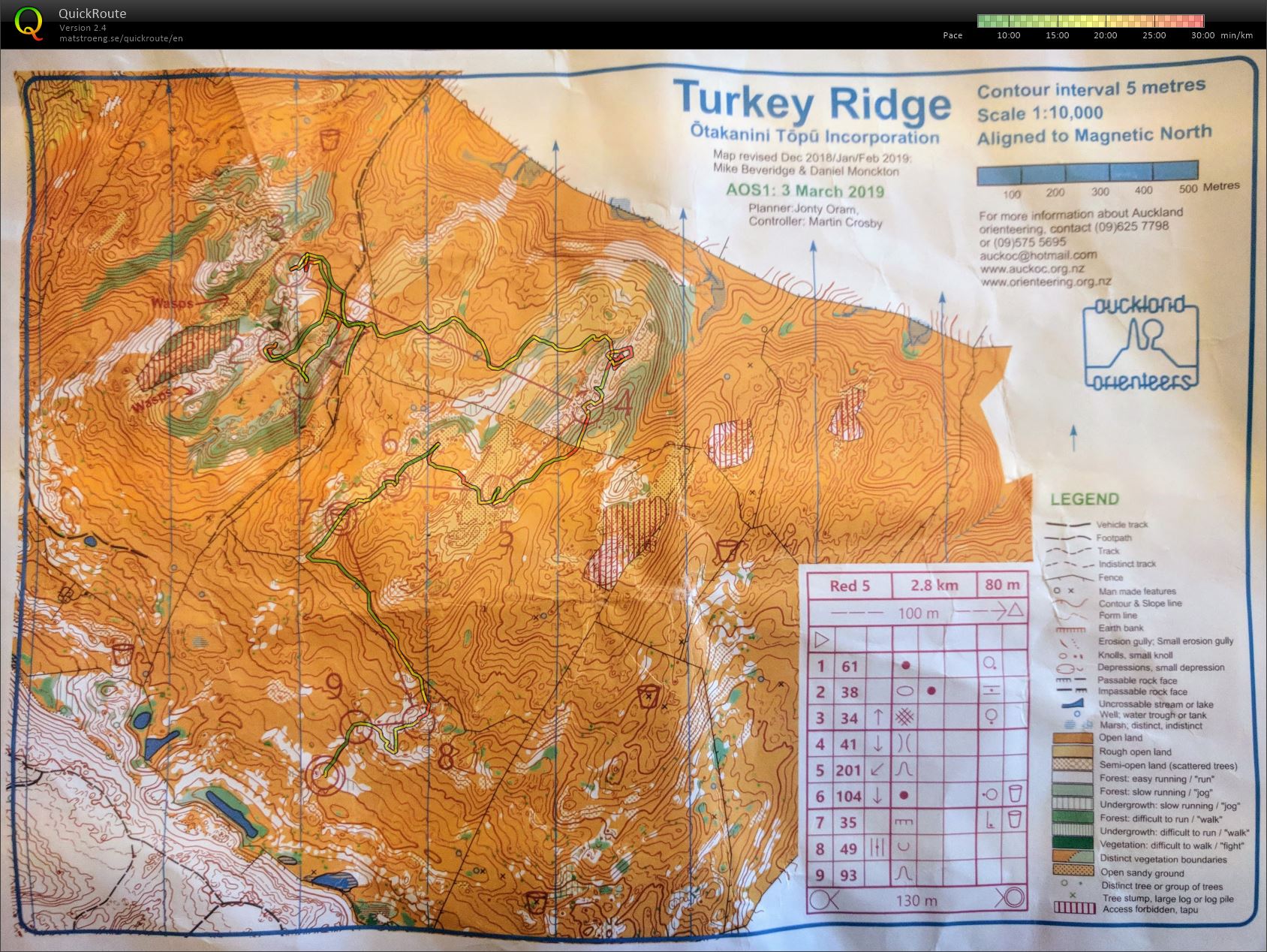 Auckland Orienteering Series 1 - Turkey Ridge - Red 5 (12.05.2019)