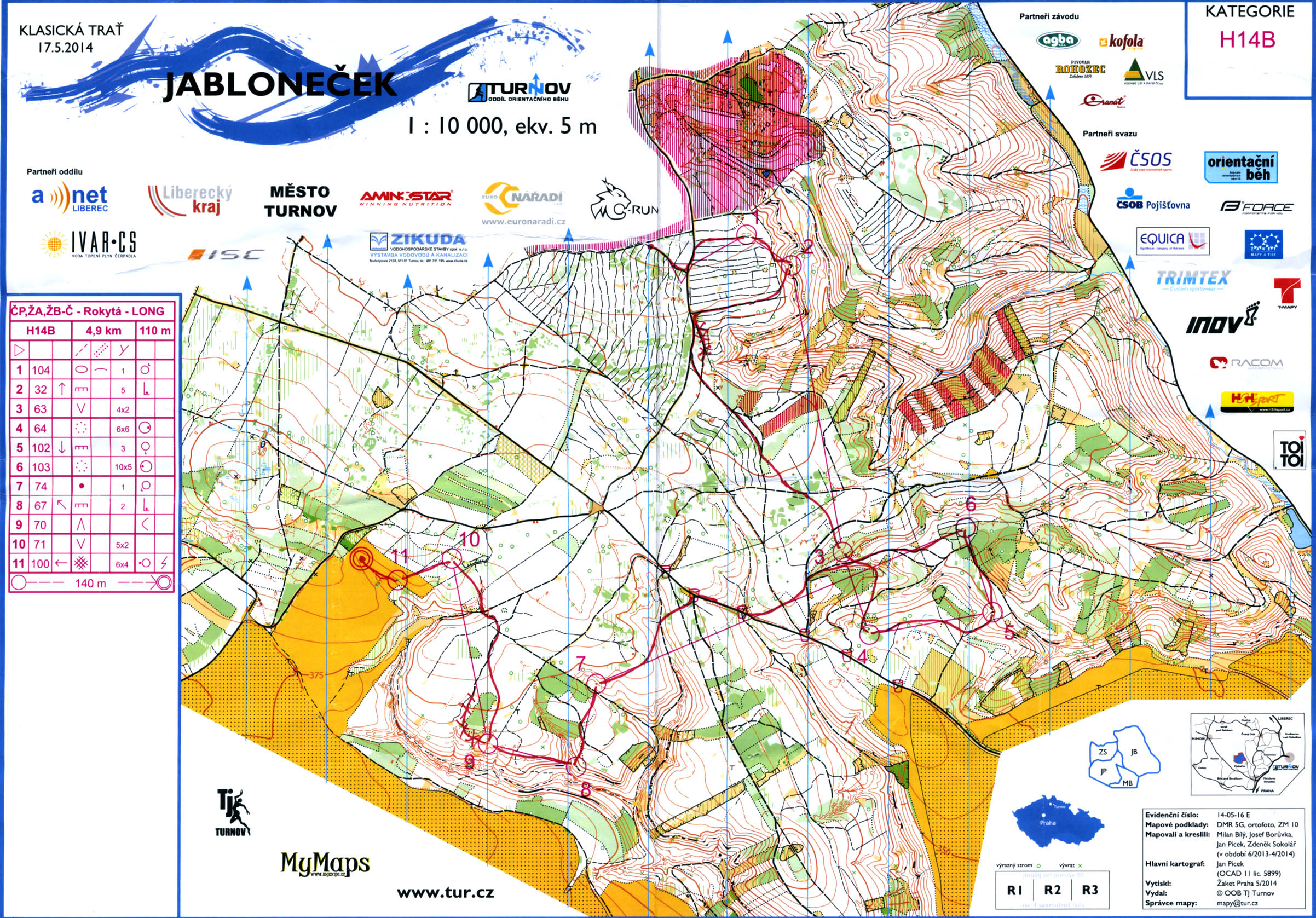 Český pohár, INOV-8 CUP - žebříček A, Žebříček B-Čechy (H14B) (17.05.2014)