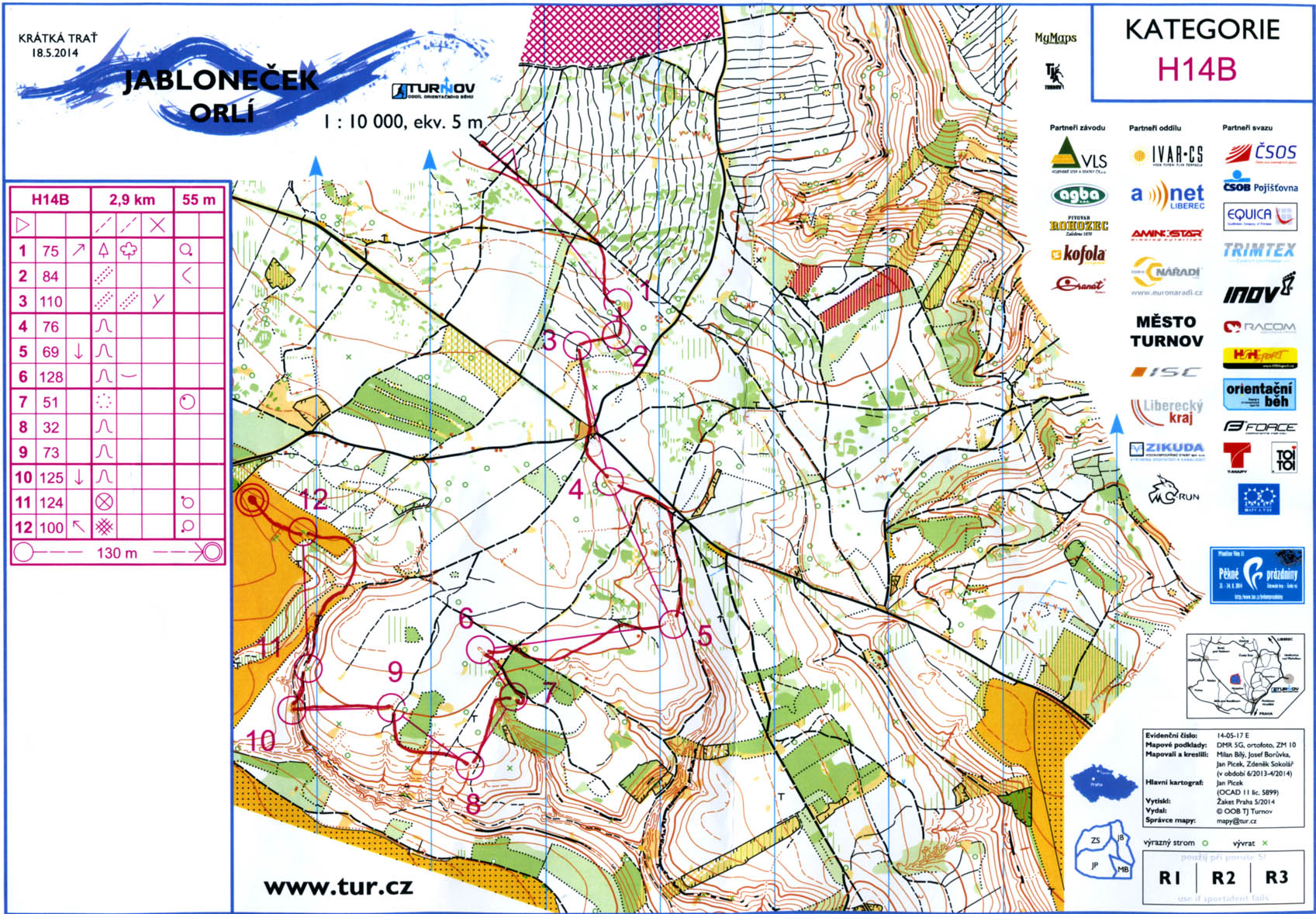 Český pohár, INOV-8 CUP - žebříček A, Žebříček B-Čechy (H14B) (18.05.2014)