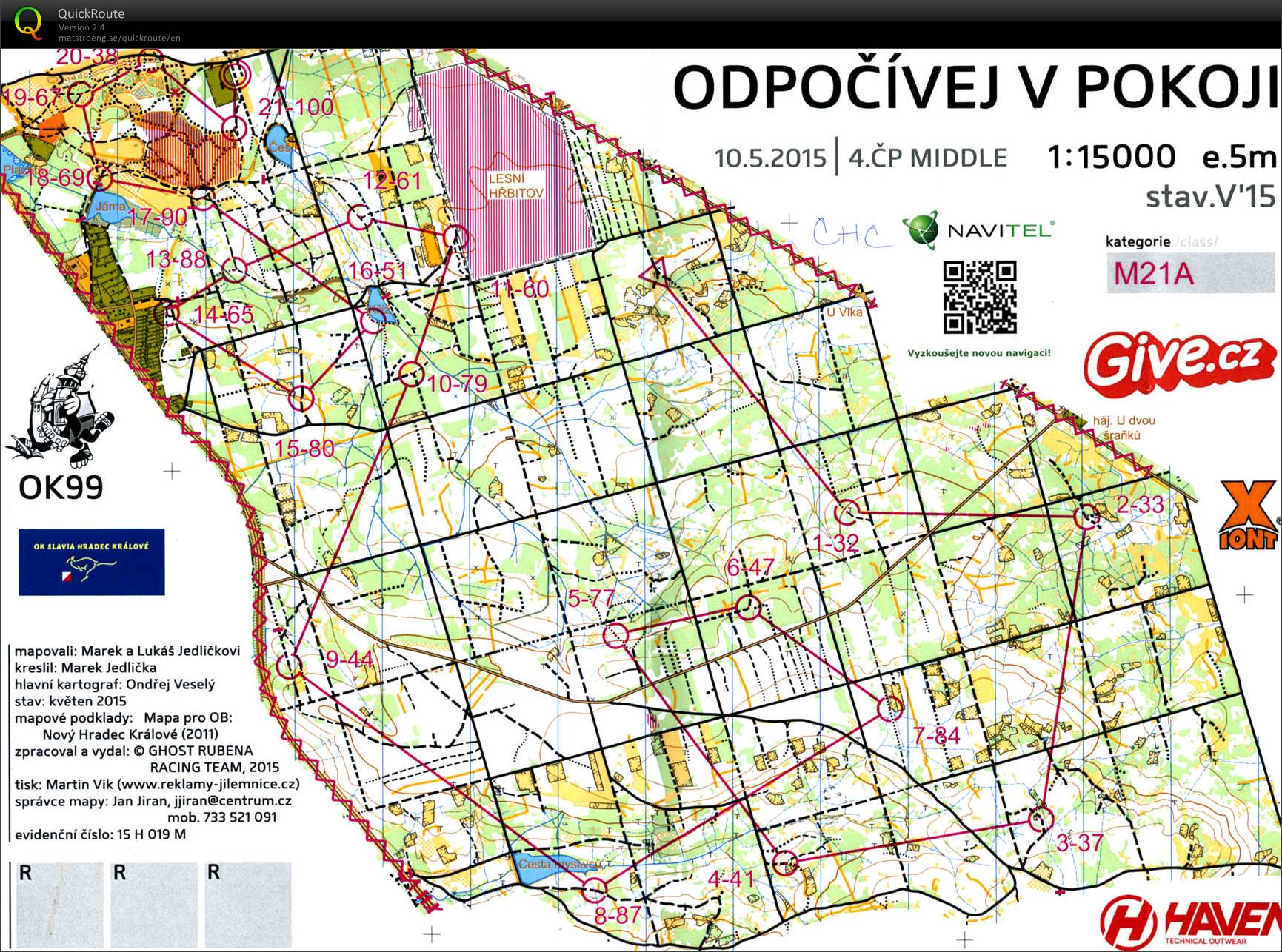 4. kolo Český pohár MTBO (M21A) (10.05.2015)
