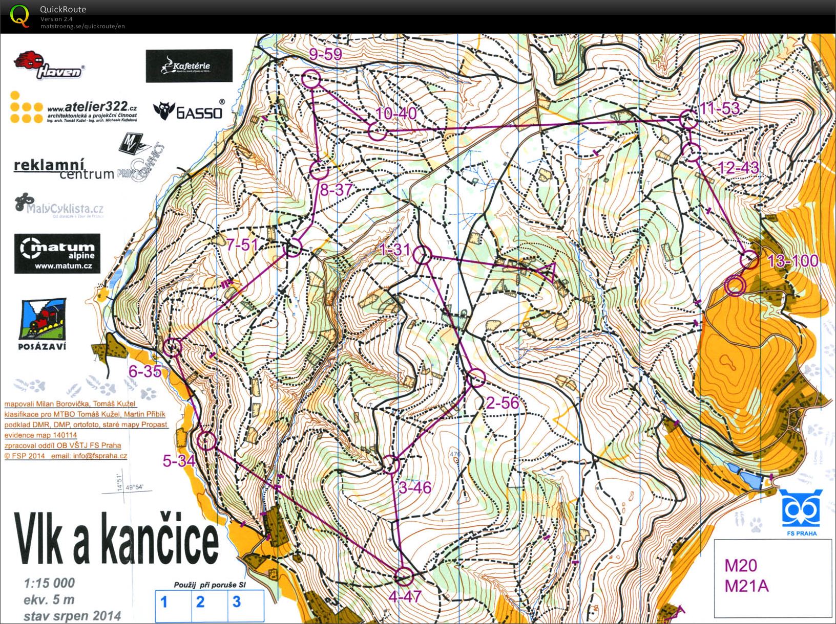 Český pohár MTBO - 12. kolo (M21A) (10.08.2014)